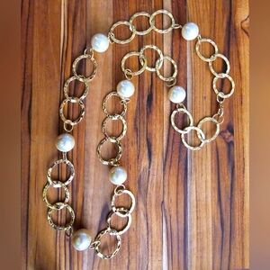 36" long necklace with pearly beads